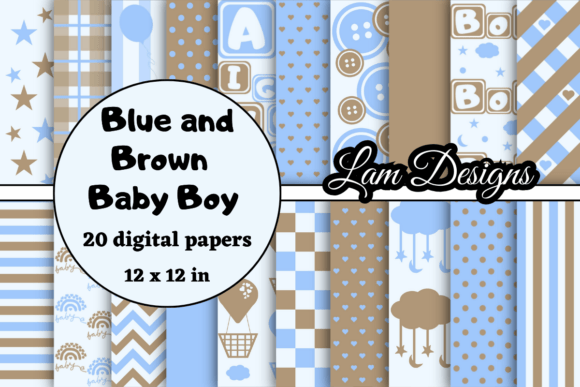 Blue and Brown Baby Boy Digital Papers: A Must-Have for Creative Projects