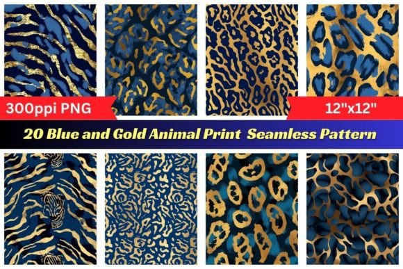 Blue and Gold Animal Print Pattern: A Versatile Design for Creative Projects