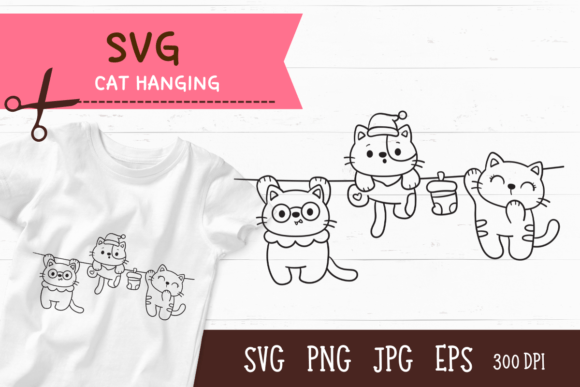 Cat SVG – Cat Hanging Kawaii Kitten Funny Design for Creative Projects