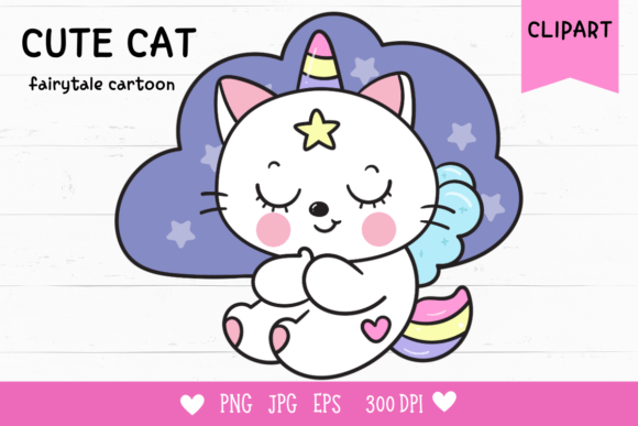 Cat Unicorn Sleep on Cloud Pillow Kawaii: The Ultimate Digital Clipart for Creative Projects
