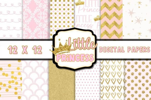 Little Princess Pink Gold Digital Papers Bring Elegance to Design Projects