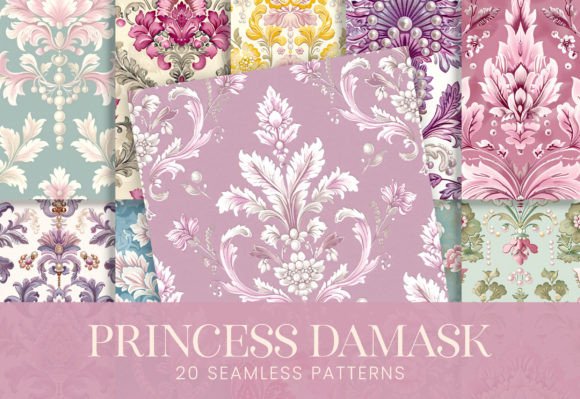 Pastel Princess Pearls Watercolor Damask: A Timeless Design Asset for Modern Creatives