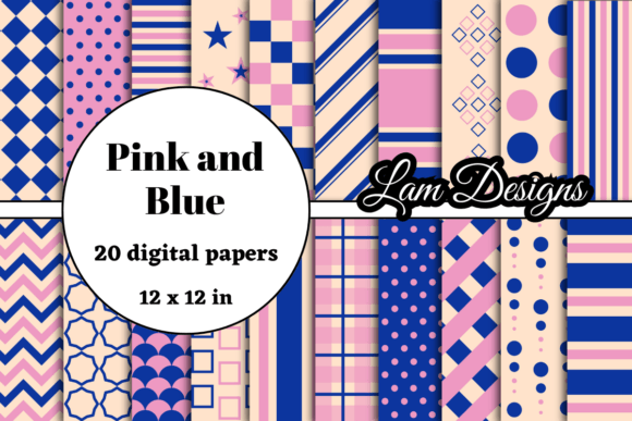 Pink and Blue Digital Papers: A Creative Resource for Designers and Craft Enthusiasts