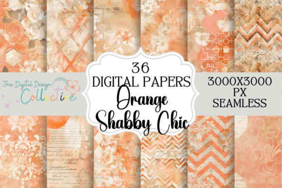 Seamless Orange Shabby Chic Papers: A Versatile Design Resource for Creative Projects