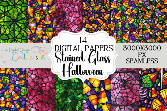 Seamless Stained Glass Halloween Papers: A Creative Resource for Seasonal Design Projects