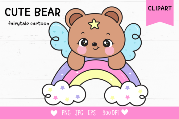 Teddy Bear on Rainbow Kawaii Clipart: A Versatile Digital Asset for Creative Projects