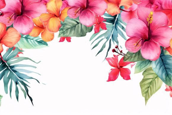 Tropical Flowers Border Background: A Strategic Design Element for Creative and Professional Use